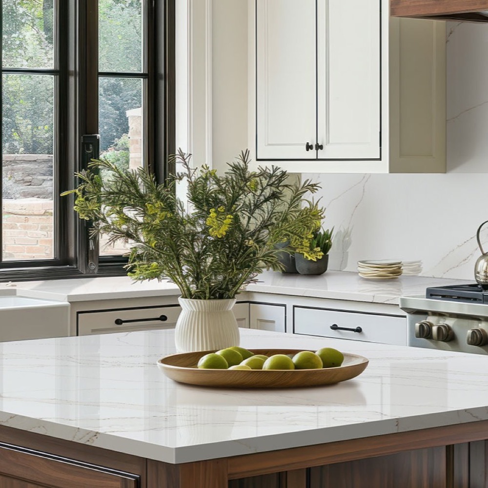 Calacatta Izaro quartz countertop in a kitchen