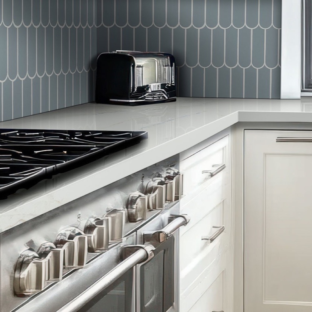 Calacatta Safyra quartz countertop in a kitchen